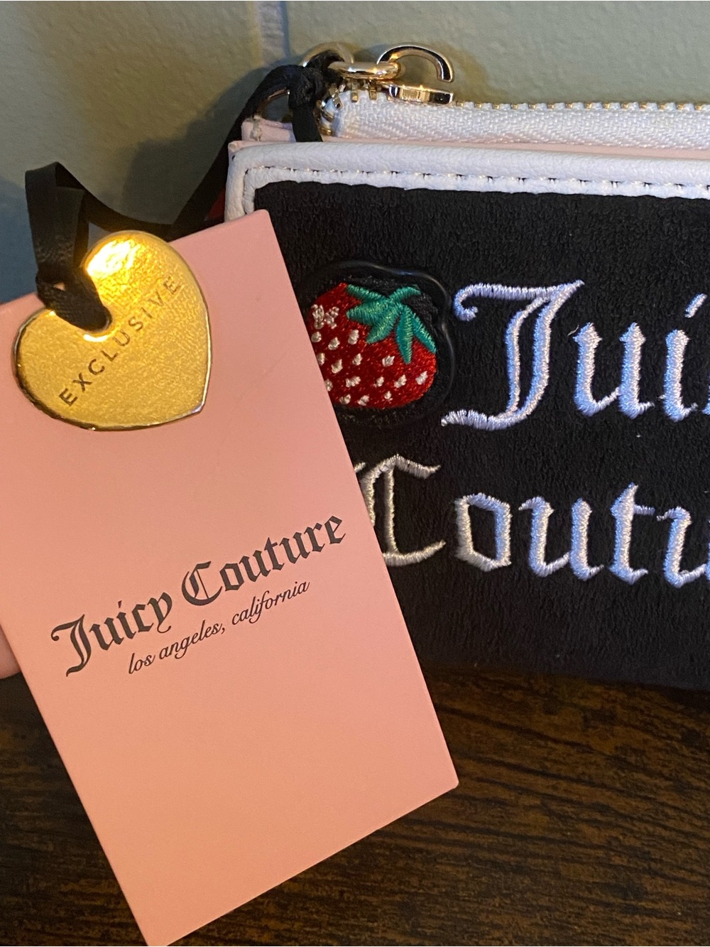 Juicy Couture Black Strawberry Zip Wallet NWT - Picture 4 of 8